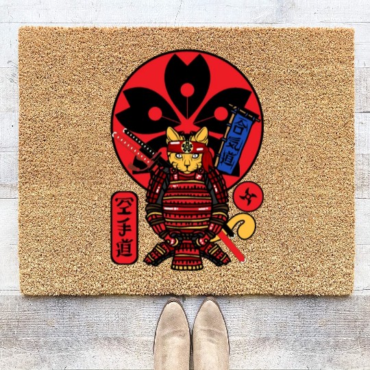 Samurai Cat Coir Doormats