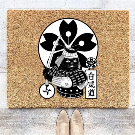 Samurai Cat Coir Doormats