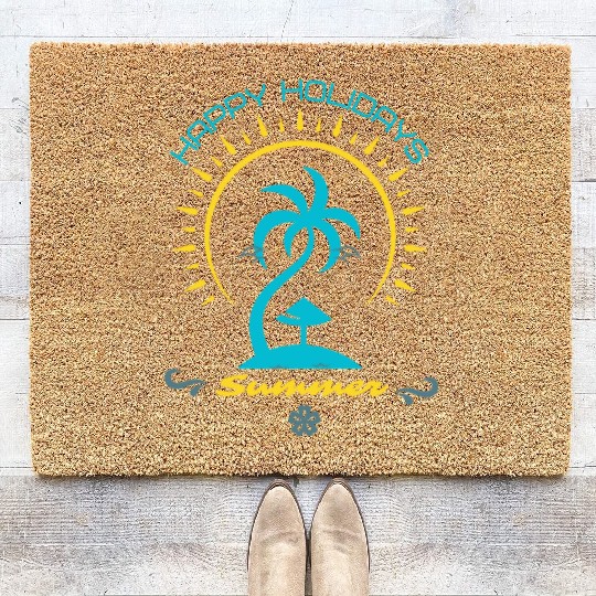 Happy Holidays Summer Coir Doormats