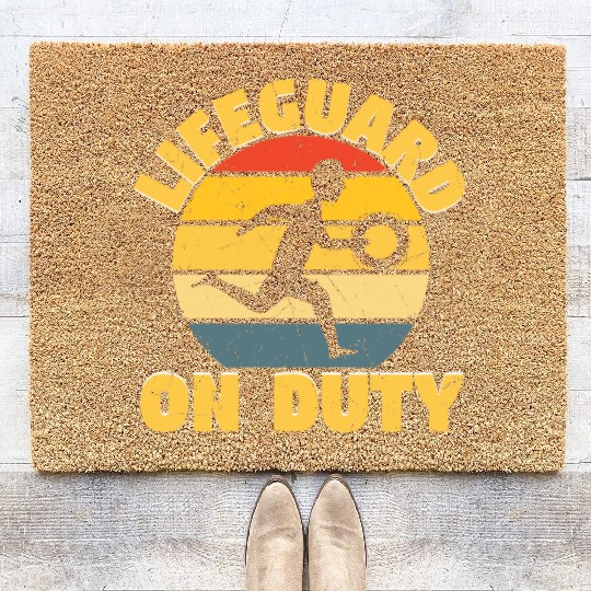 Lifeguard On Duty Distressed Coir Doormats