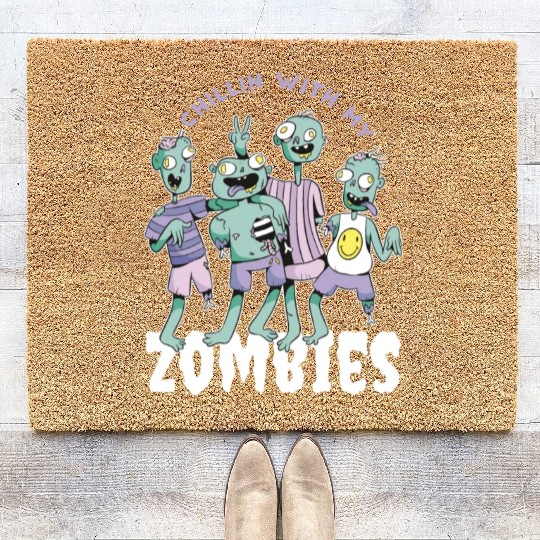 Chilling with my zombies Chilling with my zombies Coir Doormats
