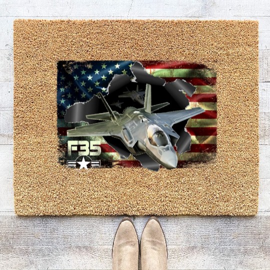 F 35 Lightning Air Force Military Veteran Pride US Coir Doormats