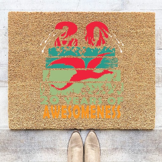 20 years dragon birthday fantasy Coir Doormats