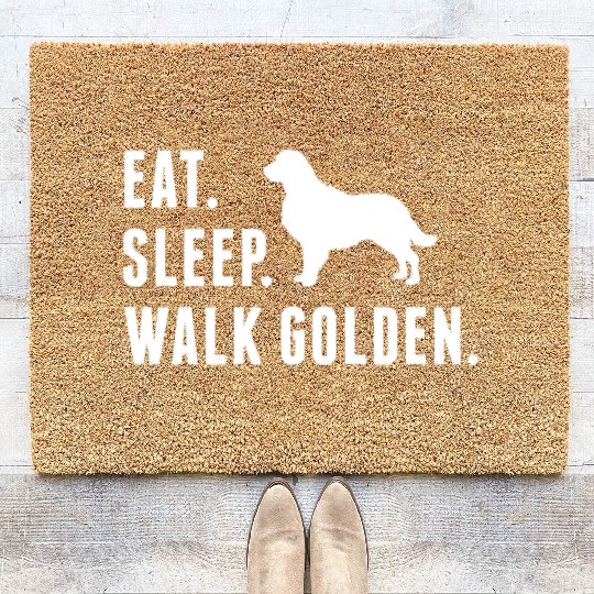 Eat Sleep Walk Golden Retriever Coir Doormats