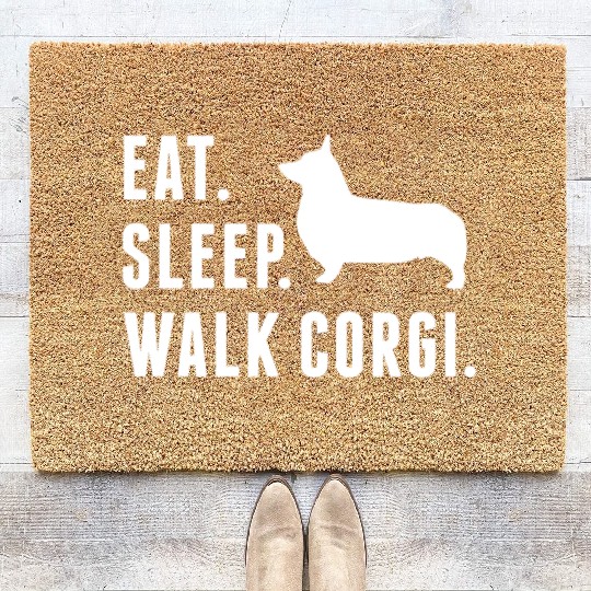 Eat Sleep Walk Corgi Coir Doormats