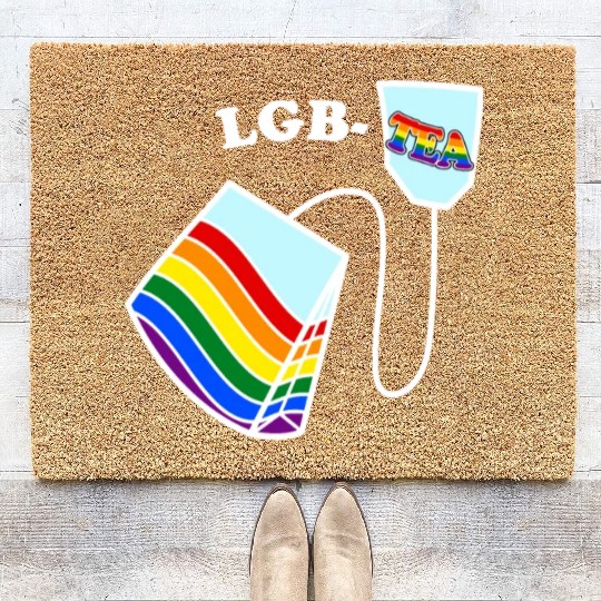 LGBTea Funny Teacup Rainbow Pride Month Gay Tea Coir Doormats