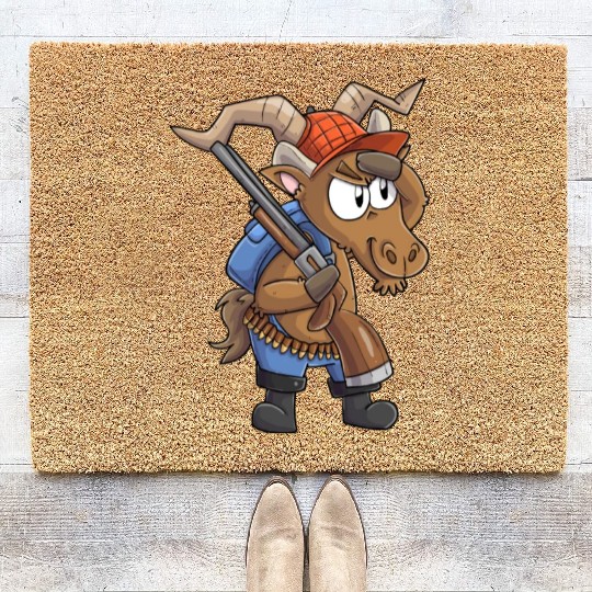 Capricorn hunter / Capricorn with hunting rifle Coir Doormats