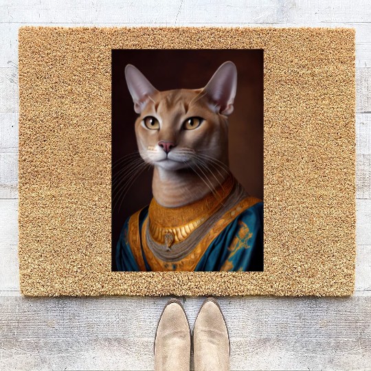 Chausie Queen Cat Breed Portrait Royal Renaissance Coir Doormats