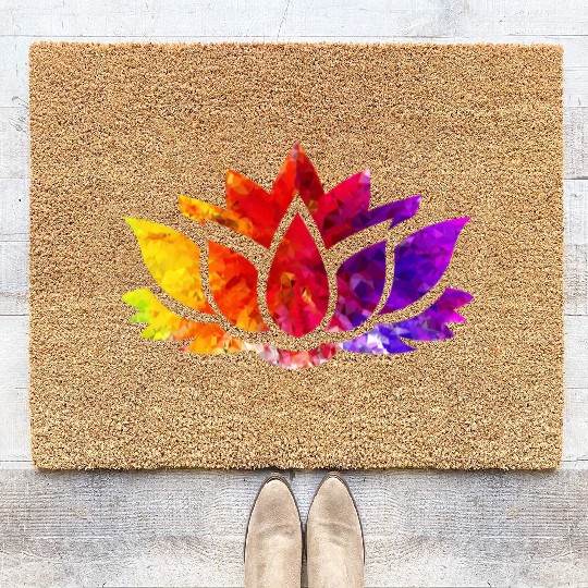 Rainbow Blossom: A Vibrant and Colorful Flower Coir Doormats
