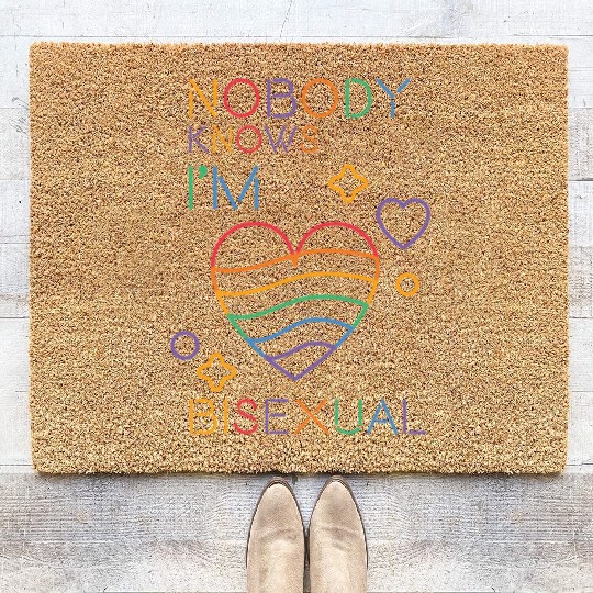 Nobody Knows I'm Bisexual LGBT Rainbow Pride Color Coir Doormats