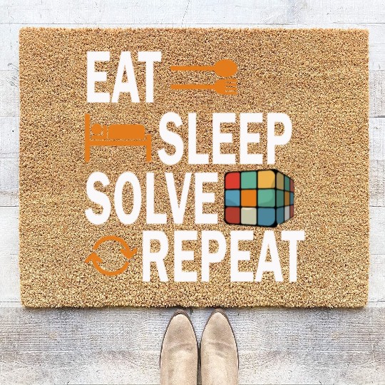 Eat Sleep Solve Repeat Math Speed Cubing Genie Coir Doormats