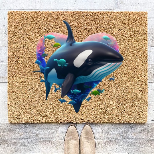 Orca Is My Valentine Coir Doormats