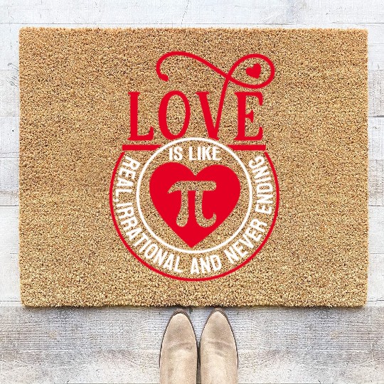 Funny Love is Like Pi Day Coir Doormats Math Pi Day 3 14