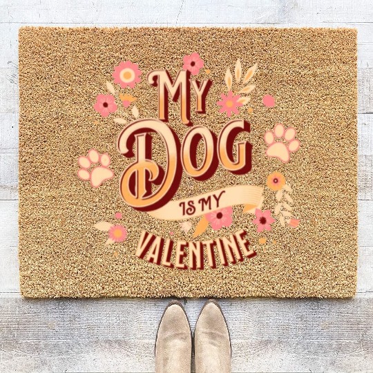 My Dog Is My Valentine | Flowers Style Coir Doormats