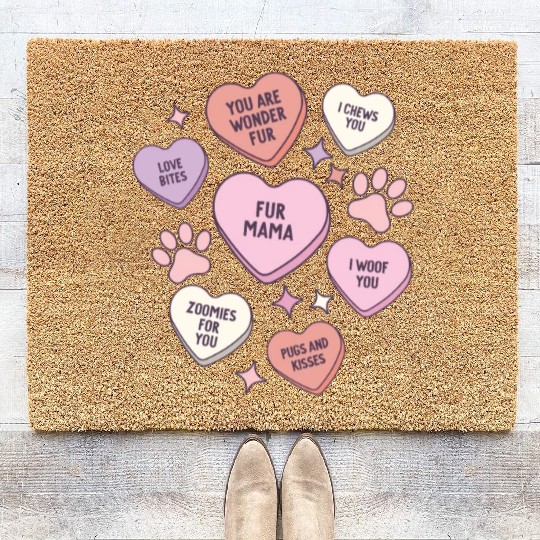 My Dog Is My Valentine Conversation Hearts Coir Doormats