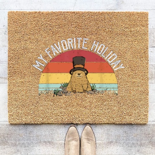 Retro Groundhog Day Gifts Groundhog Day Coir Doormats
