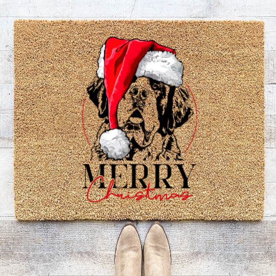 Santa Saint Bernard Dog Christmas Wilsigns Coir Doormats