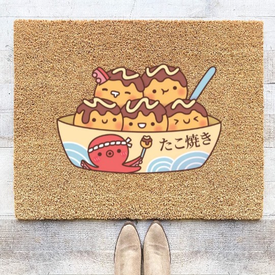Kawaii Japanese Food Takoyaki Octopus Balls Coir Doormats