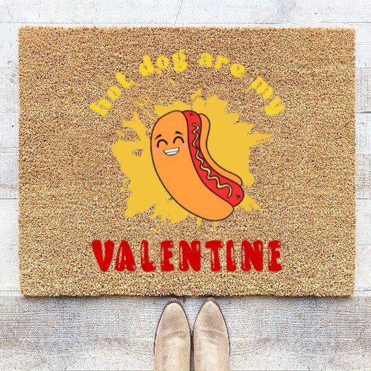 hot dog are my valentine Coir Doormats