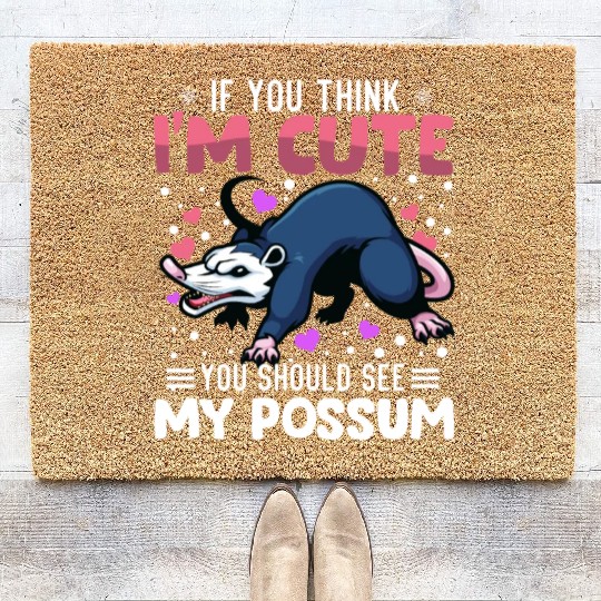 Possum Heart Valentine's Day Animal For Womens Coir Doormats
