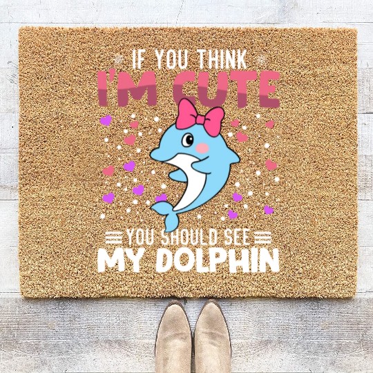 Dolphin Heart Valentine's Day Animal For Womens Coir Doormats