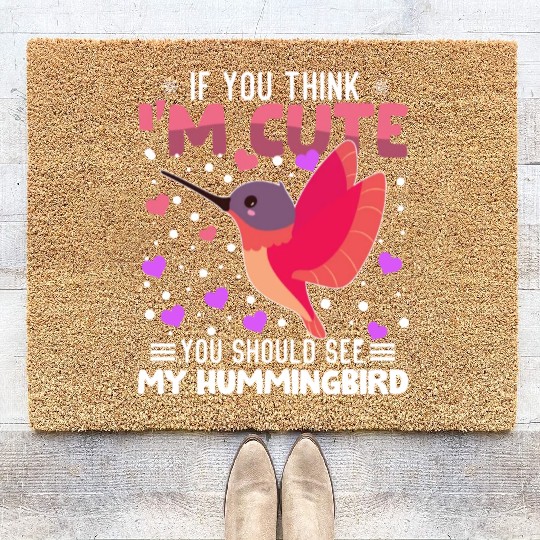 Hummingbird Heart Valentine's Day Animal For Coir Doormats