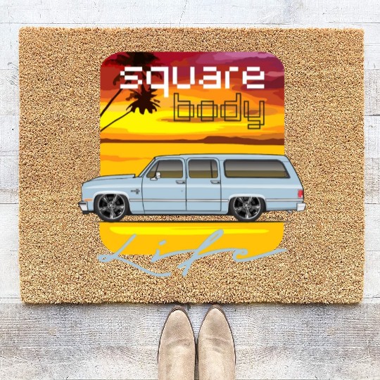 square Light Blue Coir Doormats