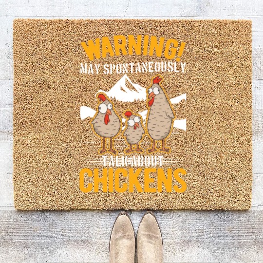 Warning Chickens Farmer Chicken Coir Doormats