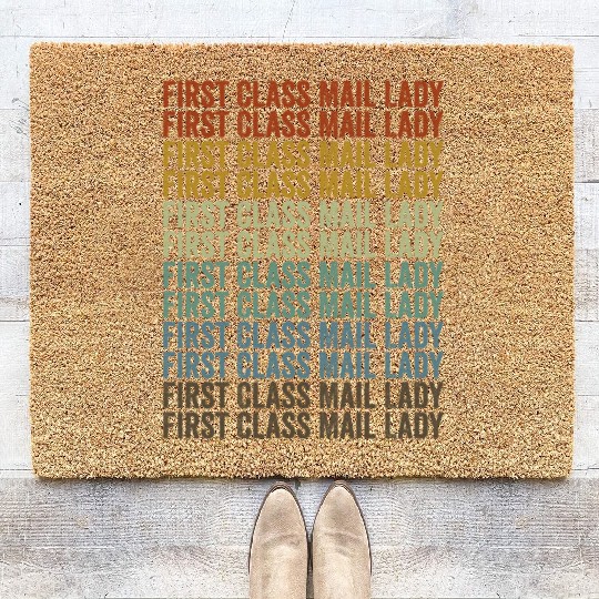 First Class Mail Lady Postal Worker Mail Lady Coir Doormats