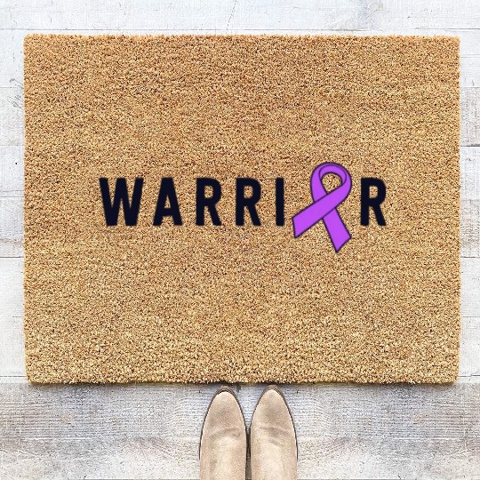 Epilepsy Warrior Men Dad Father Purple Ribbon Coir Doormats