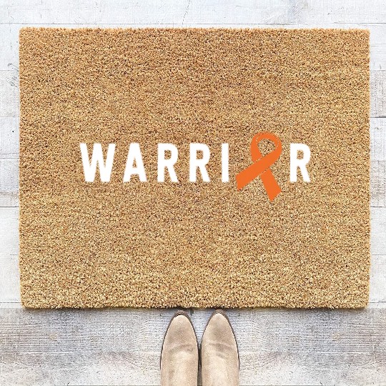 Leukemia Warrior Lymphoma Cancer Orange Ribbon Coir Doormats