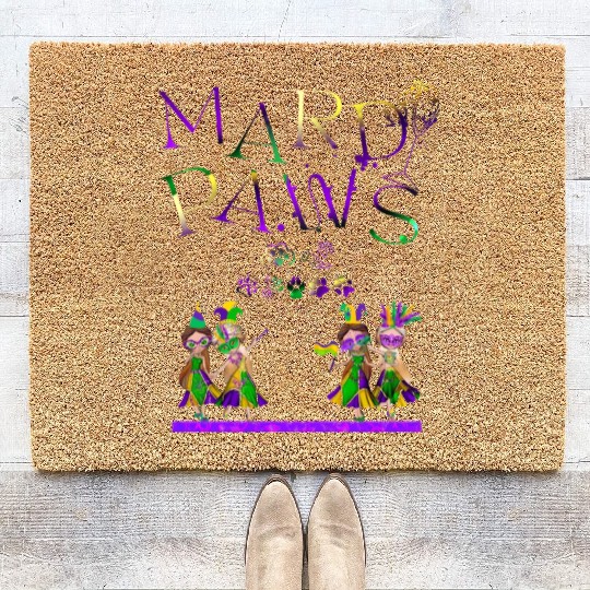 Mardi gras for women- cat Coir Doormats, Stickers, Mugs+