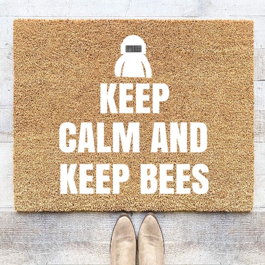 keep calm and keep bees Coir Doormats