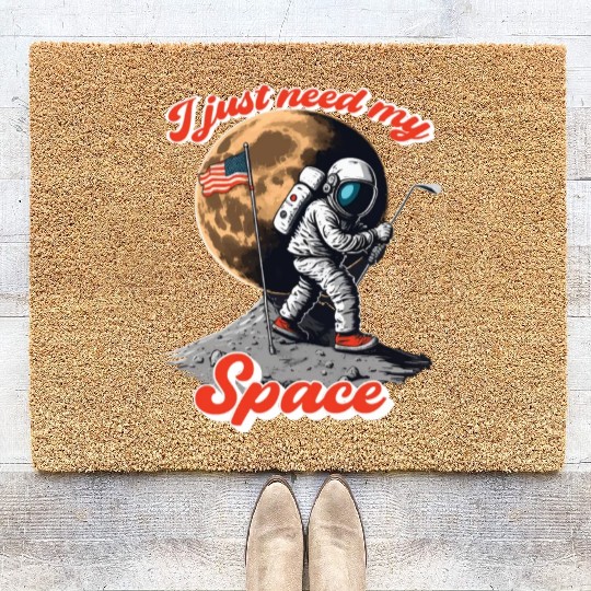 I just need my space, Astronaut play golf on moon Coir Doormats