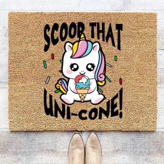 Rainbow Cute Unicorn Ice Cream Lover Mythical Coir Doormats