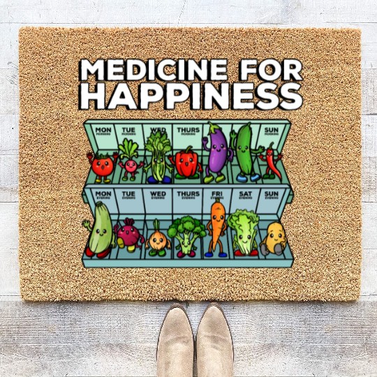 Medicine For Happiness Vegetable Dose Daily Coir Doormats