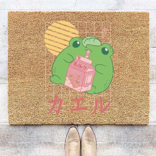 Strawberry Milk Frog Japanese Coir Doormats