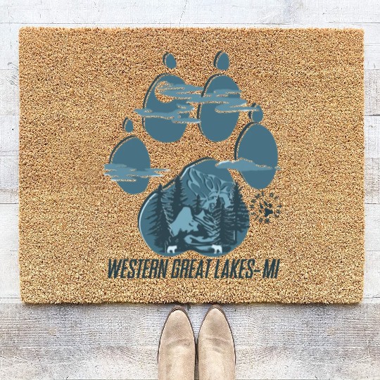 Western great lakes Michigan home of the wolf Coir Doormats
