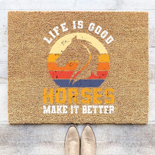 Cool Retro Vintage Horse Pony Hanoverian Gift Coir Doormats
