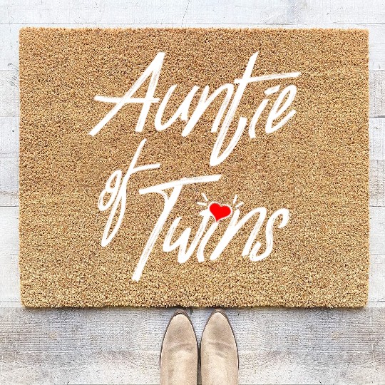 Auntie of Twins Newborn Baby Reveal Twin Coir Doormats
