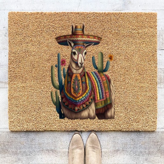 Cute Llama Animal Lovers Mexican Llama Mexican Coir Doormats