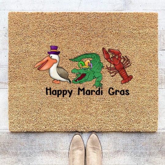 Kids Toddler Girls Fleur de Lis Mardi Gras Gnomes Coir Doormats