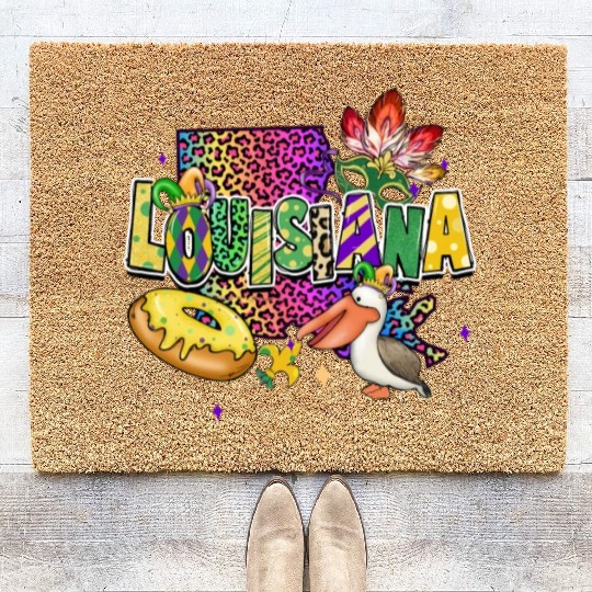 New Orleans Men Women Louisiana Mardi Gras Outfit Coir Doormats