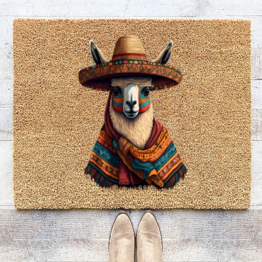 Cute Llama Animal Lovers Mexican Llama Mexican Coir Doormats