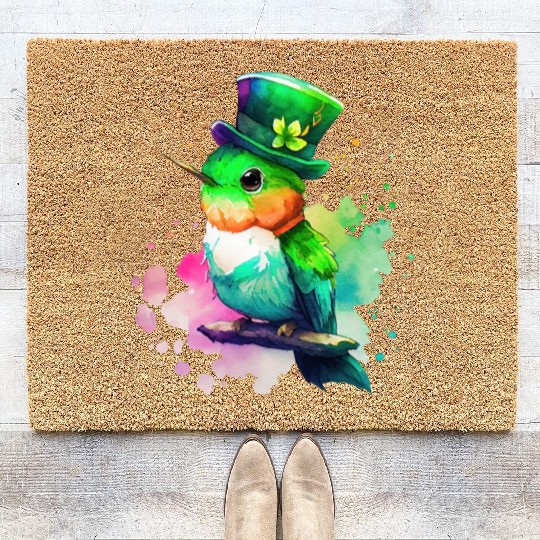 St Patrick's Day Irish Hummingbird Saint Patrick Coir Doormats
