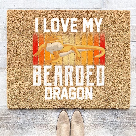 I Love My Bearded Dragon Animal Reptile Pet Lover Coir Doormats