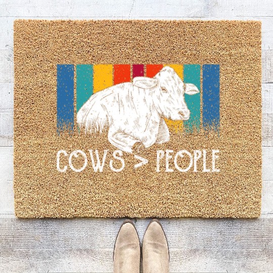 Cows > People Lover Farm Animals Cow Coir Doormats