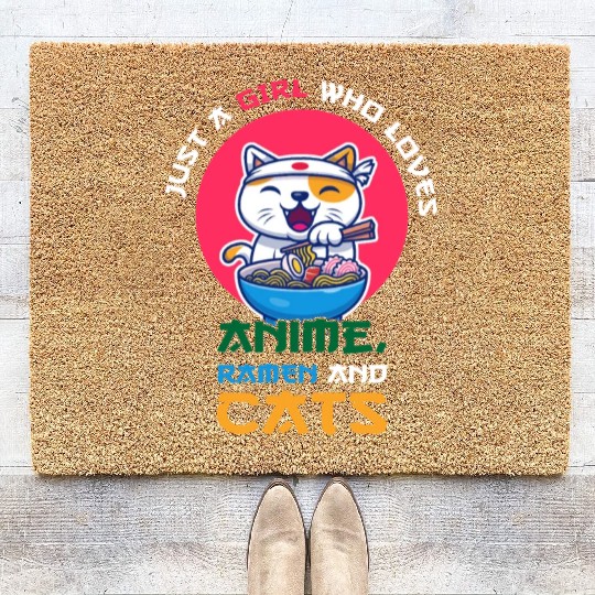 Just a girl who loves anime ramen and cats Coir Doormats