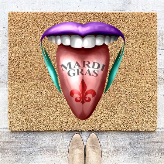 Out Stretched Tongue For Mardi Gras Coir Doormats