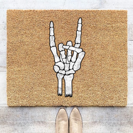 Skeleton Hand Rock Metal Sign Coir Doormats